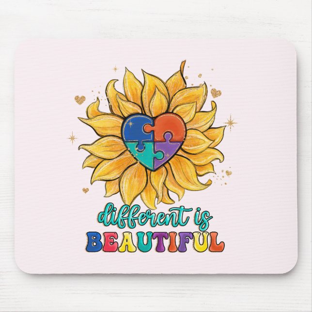 Different is Beautiful Autism Mouse Mat (Front)