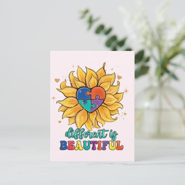 Different is Beautiful Autism Postcard (Standing Front)