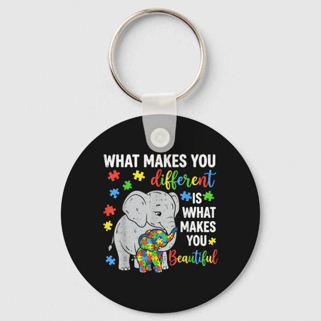 Different is Beautiful Elephant Autism Awareness Key Ring (Front)