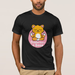 Different Is Good Kawaii Orange Cat Doing Yoga  T-Shirt