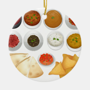 Different kind of chips and dips ceramic tree decoration
