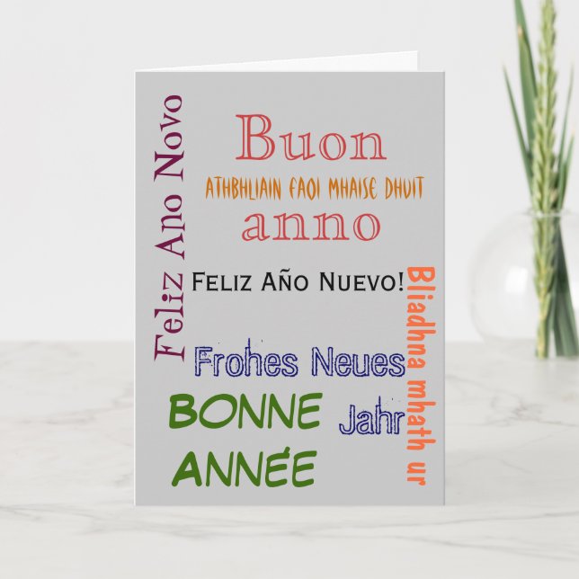 Different Languages Happy New Year Card (Front)