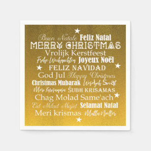 Different languages of Merry Christmas Napkin