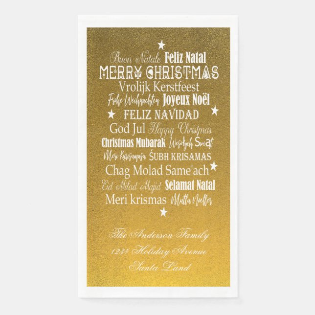 Different languages of Merry Christmas Napkins (Front)