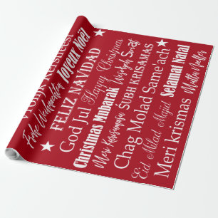 Different languages of Merry Christmas Wrapping Paper