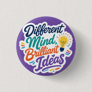 Different Mind Brilliant Ideas Autism ADHD 3 Cm Round Badge