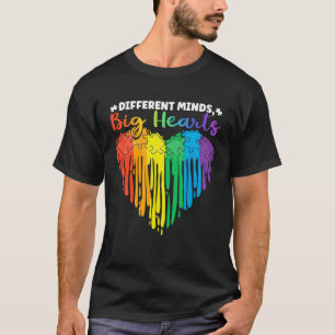 Different Minds Big Hearts Puzzle Piece Autism Awa T-Shirt