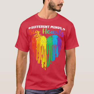 Different Minds Big Hearts Puzzle Piece Autism  T-Shirt