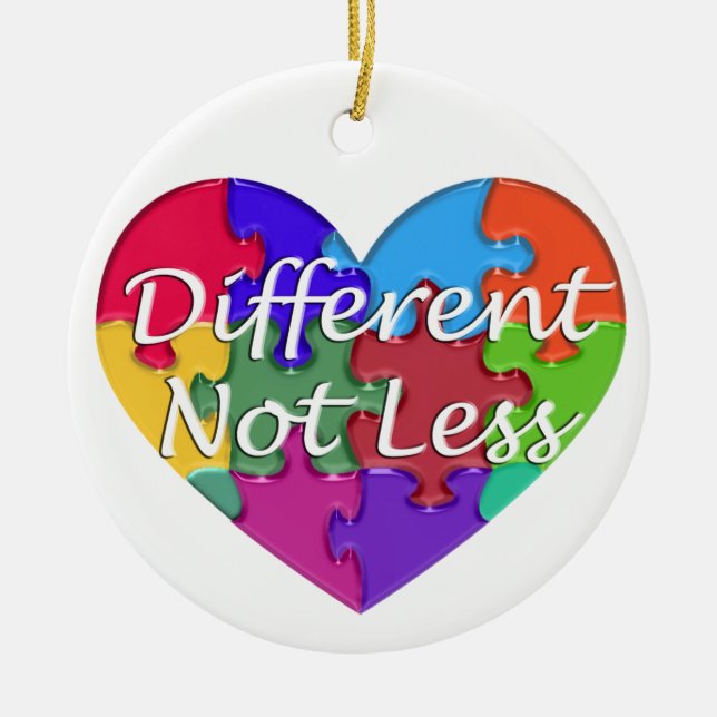 Different Not Less Autism Awareness Ceramic Tree Decoration (Front)