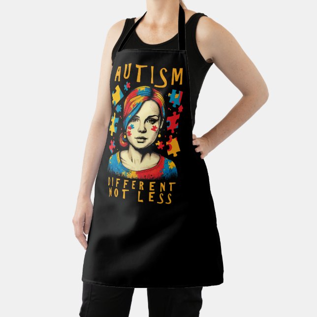 Different Not Less Autism Awareness Positive Quote Apron (Insitu)