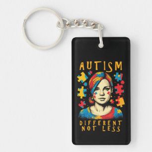 Different Not Less Autism Awareness Positive Quote Key Ring