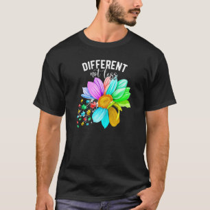 Different Not Less Autism Awareness Puzzle Sunflow T-Shirt
