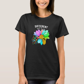 Different Not Less Autism Awareness Puzzle Sunflow T-Shirt