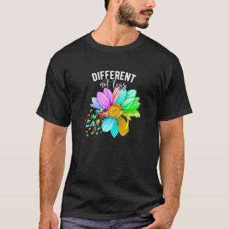 Different Not Less Autism Awareness Puzzle Sunflow T-Shirt