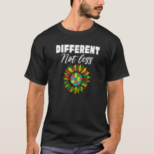 Different Not Less Sunflower Autism Puzzle Awarene T-Shirt