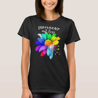 Different Not Less Sunflower Autism Puzzle Awarene T-Shirt