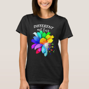 Different Not Less Sunflower Autism Puzzle Awarene T-Shirt