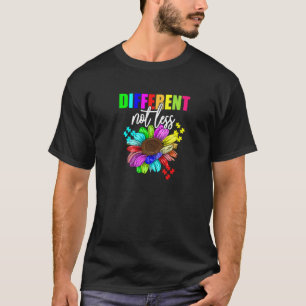 Different Not Less Sunflower Autism Puzzle Awarene T-Shirt