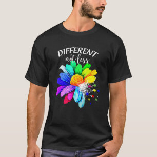 Different Not Less Sunflower Autism Puzzle Awarene T-Shirt