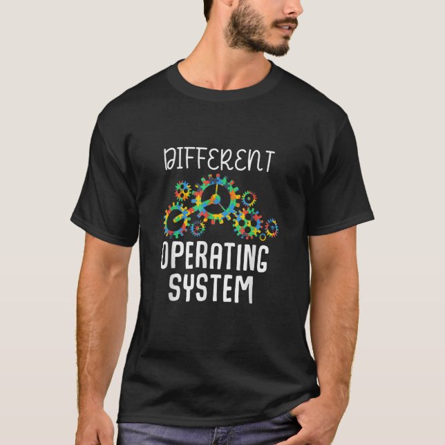 Different Operating System Autism Awareness Puzzle T-Shirt (Front)