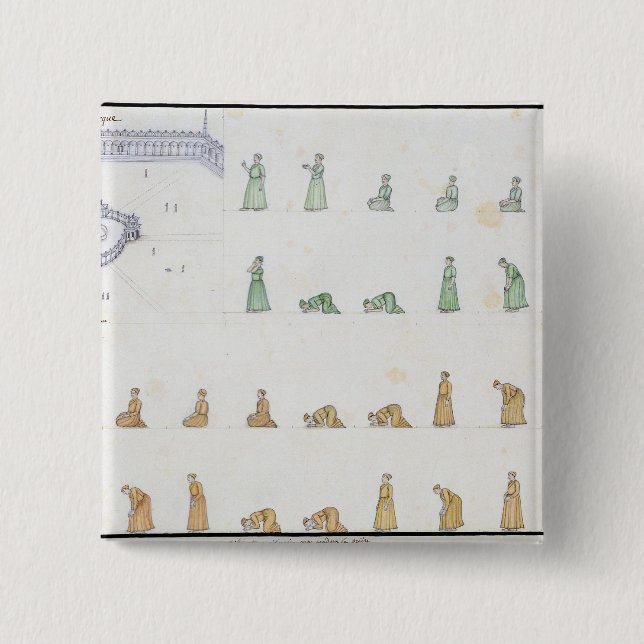 Different positions of the Body during Prayer from 15 Cm Square Badge (Front)