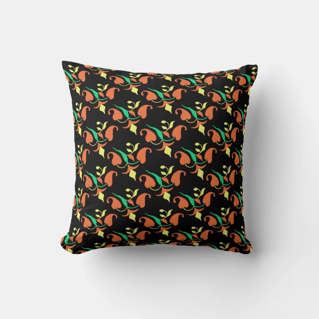 Different Sides Floral Print Throw Pillow (Front)