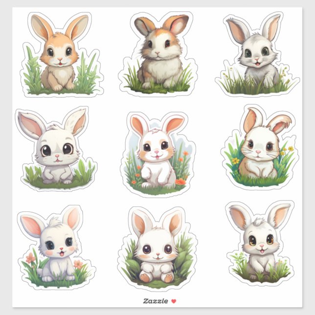 Different Style Cute Bunny Custom-Cut Vinyl (Sheet)