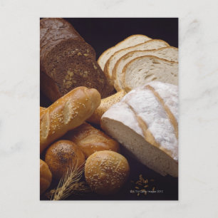 Different types of artisan bread postcard