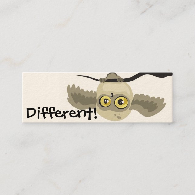 Different! upside down owl bookmark mini business card (Front)