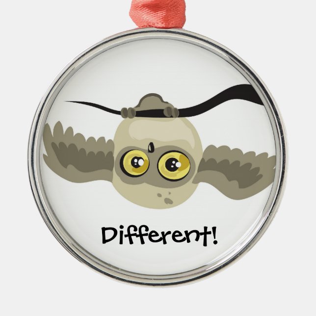 Different! upside down owl ~ornament metal tree decoration (Front)