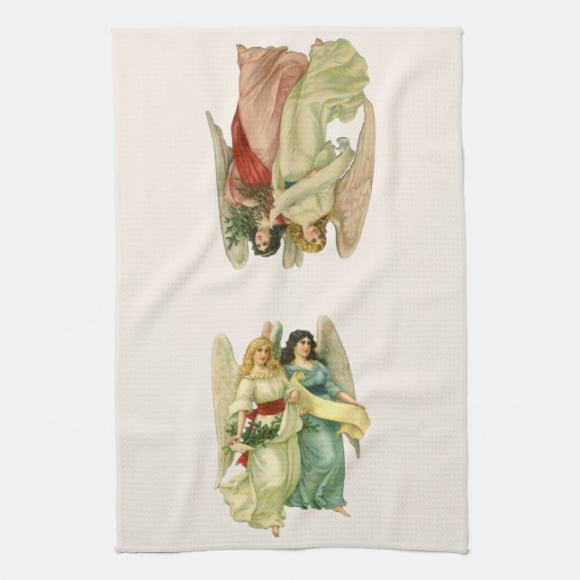  Different Victorian Angels, Vintage Christmas Tea Towel (Vertical)