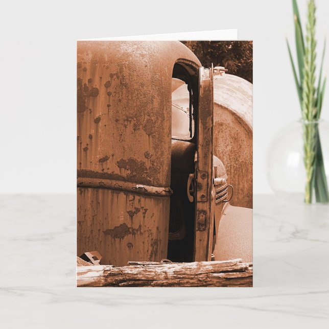 Different View of Old Truck in Sepia Card (Front)