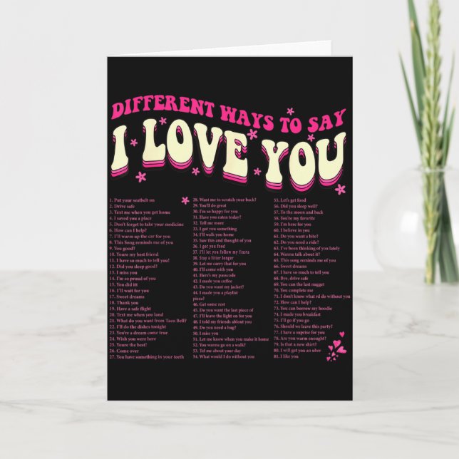Different Ways To Say-i Love You Retro Hippie Vale Card (Front)