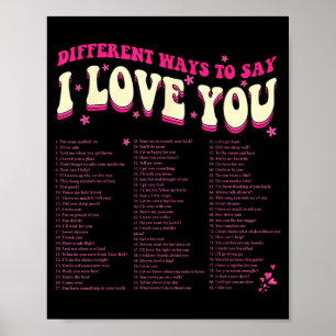 Different Ways To Say-i Love You Retro Hippie Vale Poster
