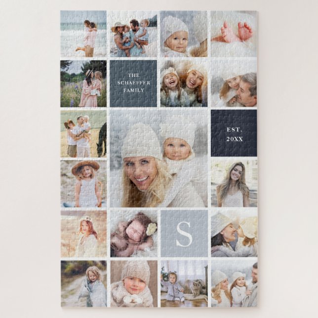 Difficult 18 Photo & Family Monogram Collage Jigsaw Puzzle (Vertical)