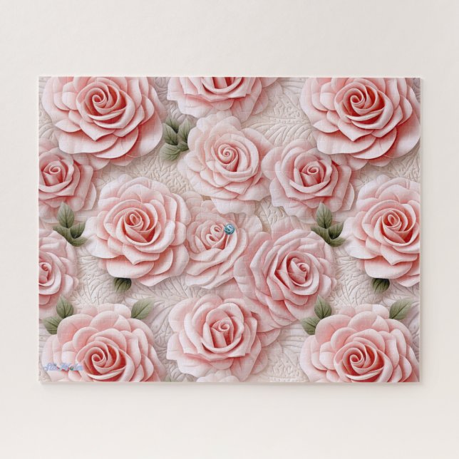 difficult 3D pink rose Jigsaw Puzzle (Horizontal)