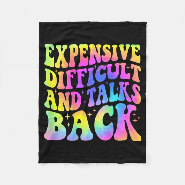 Difficult And Talks Back Mothers Day Mum Life  Fleece Blanket (Front)