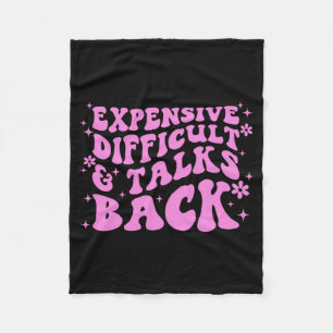 Difficult And Talks Back Pink Groovy Mothers Day Fleece Blanket