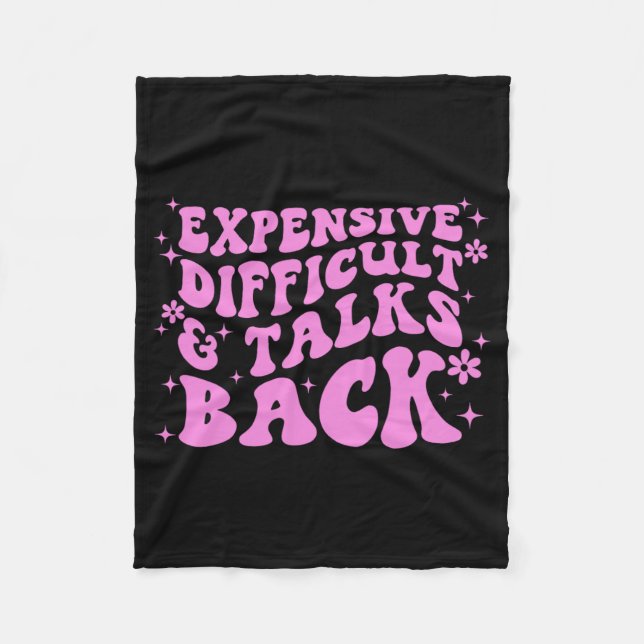 Difficult And Talks Back Pink Groovy Mothers Day  Fleece Blanket (Front)