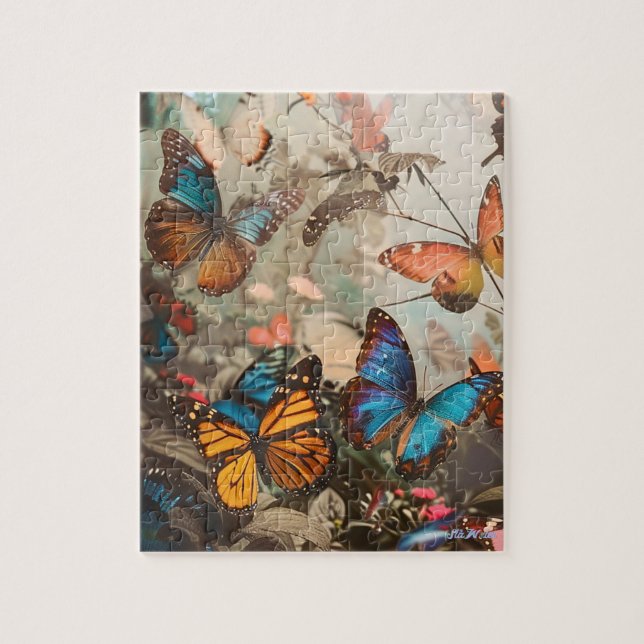 difficult butterfly colourful relax eyes puzzle (Vertical)