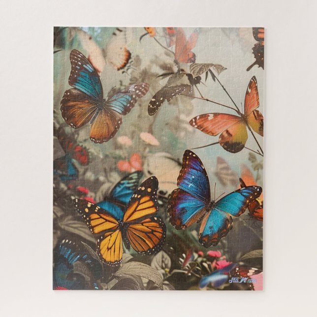 difficult butterfly colourful relax eyes puzzle (Vertical)
