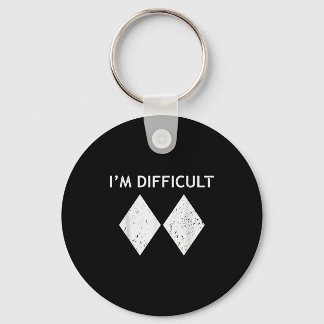 Difficult cool skiing stuff for men ski snowboard key ring (Front)