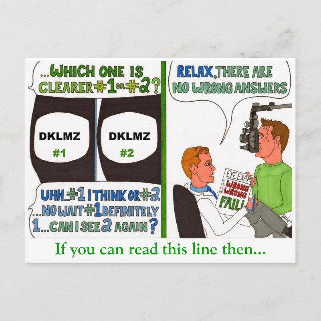 Difficult Decisions at the Eye Doctor Postcard (Front)