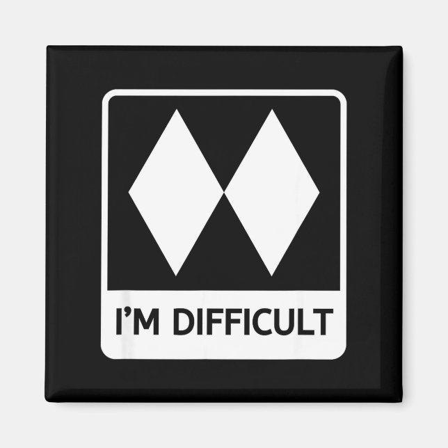 Difficult funny double black diamonds ski snowboar magnet (Front)