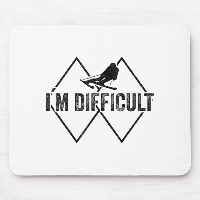 Difficult funny ski snow skier skiing downhill mouse mat (Front)