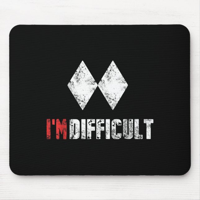 Difficult funny skiing snowboarding lover winter mouse mat (Front)