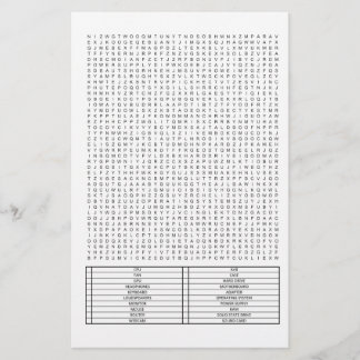 Difficult Giant Word Search Puzzle PC Parts Theme Stationery