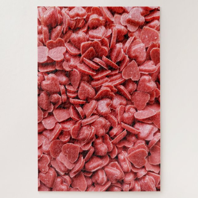 Difficult Red Candy Hearts Cluster Jigsaw Puzzle (Vertical)
