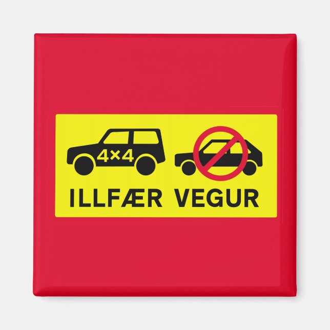 Difficult Road, Traffic Sign, Iceland Magnet (Front)