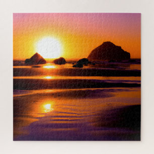 Difficult Vibrant Ocean Sunset Puzzle